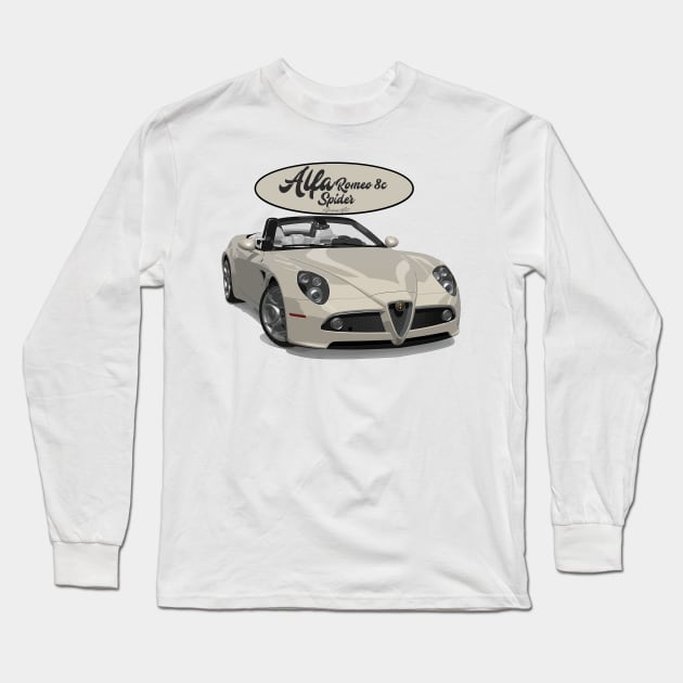 ALFA ROMEO 8C SPIDER White Long Sleeve T-Shirt by PjesusArt